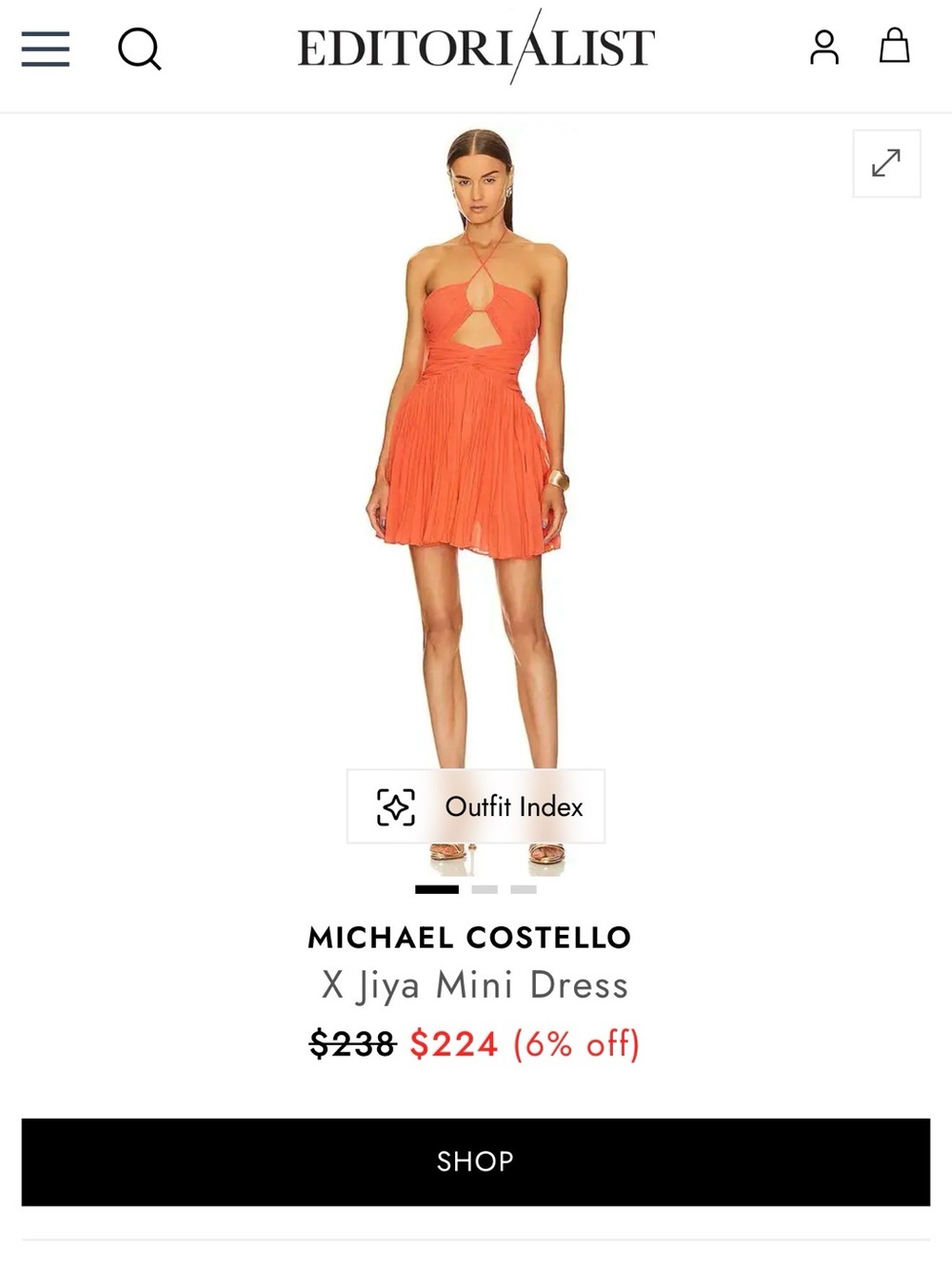 Michael Costello Orange Halter Cutout Mini Dress
